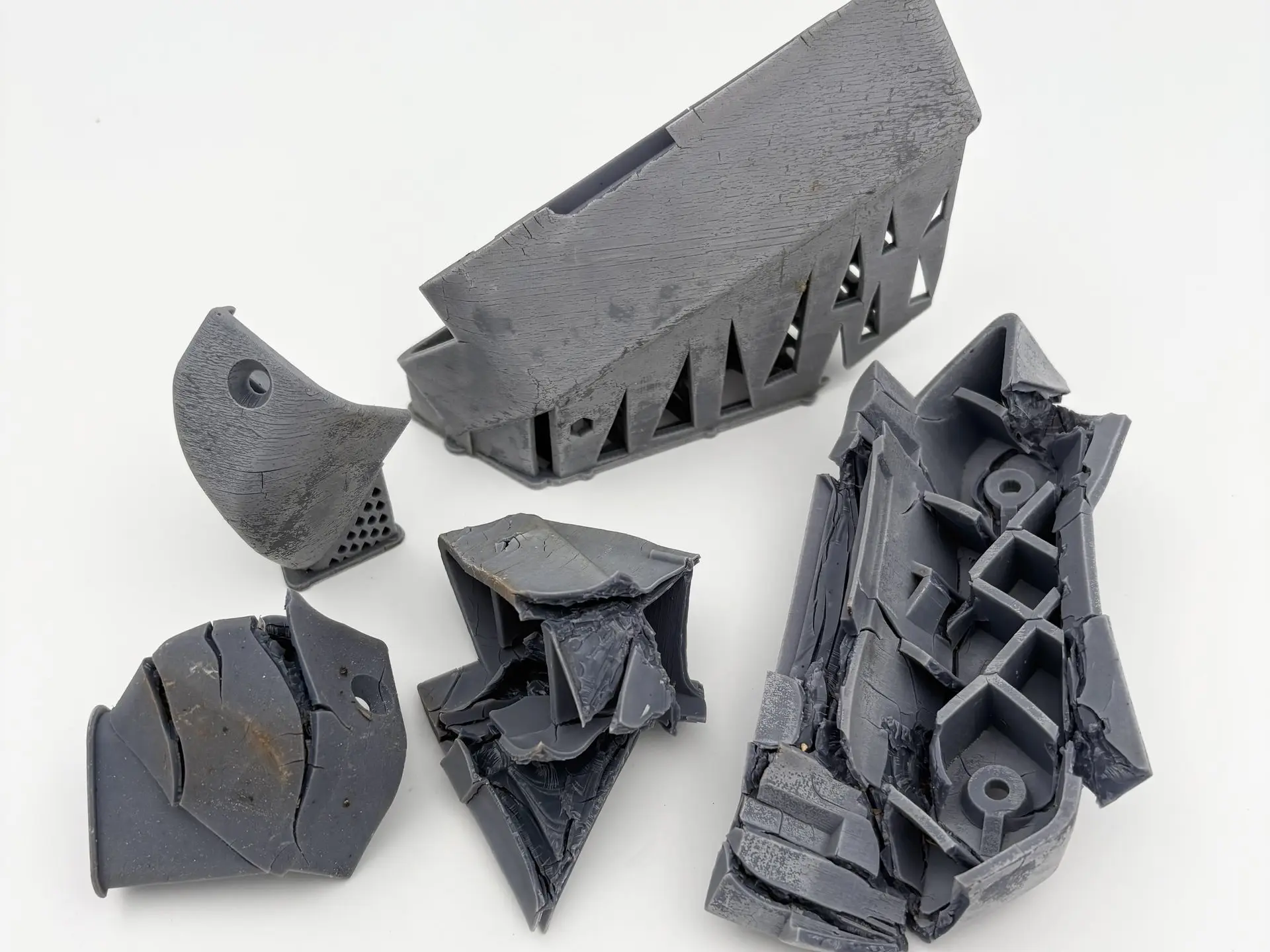 Weather-damaged consumer-grade 3D printed resin parts