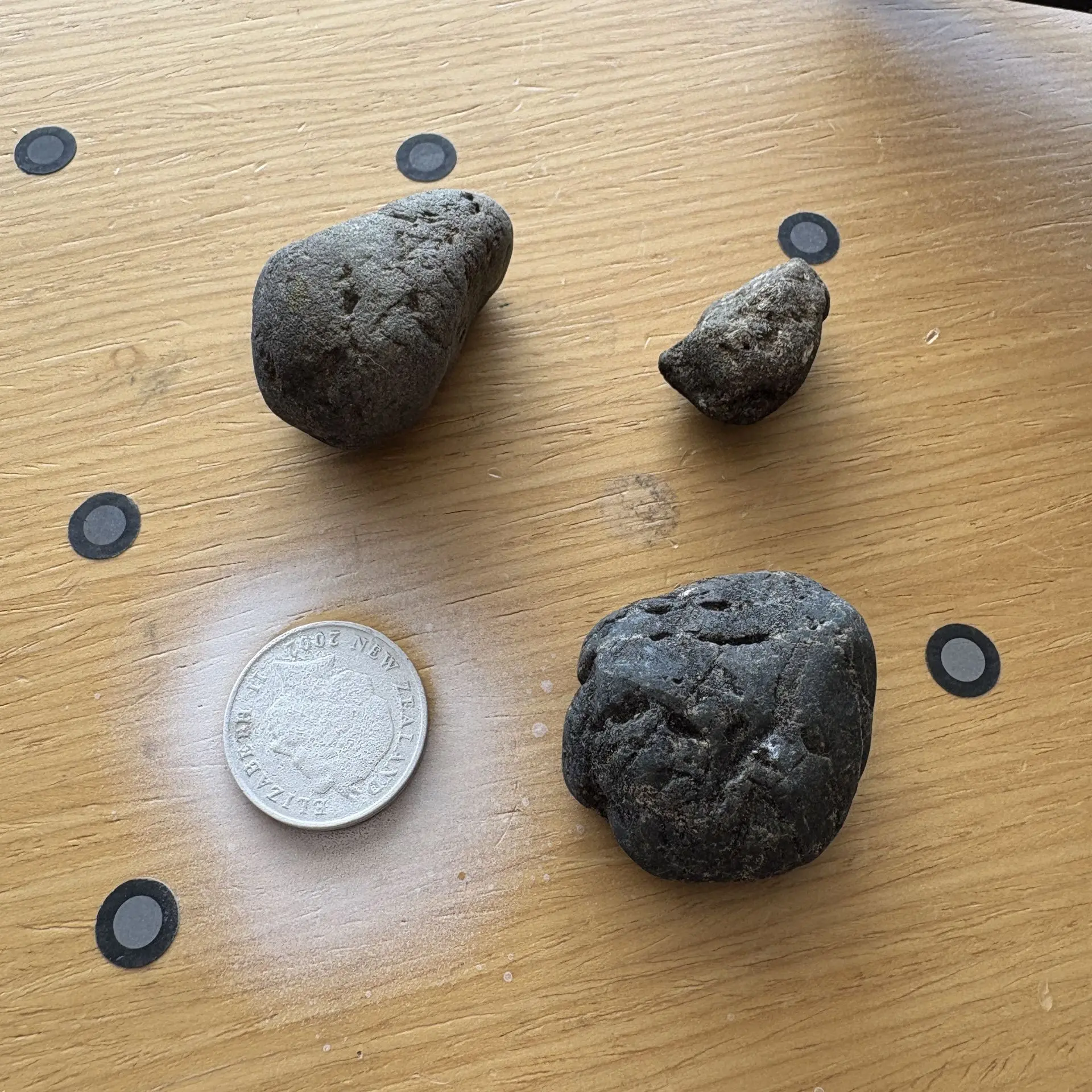 Rocks and Coin ready for 3D Scanning